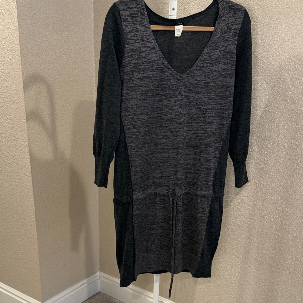 J. Crew Black and Gray Long Sleeve Dress